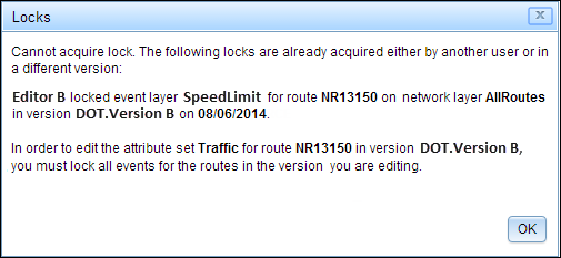 Event lock acquired by another user Event lock acquired by another user
