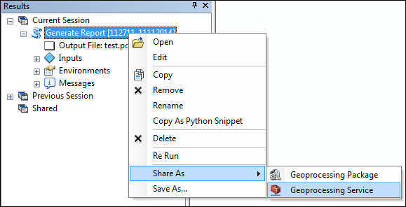 Publishing the geoprocessing service Publishing the geoprocessing service