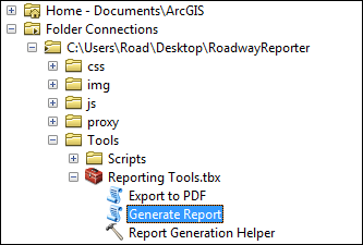 Opening the Generate Report tool Opening the Generate Report tool
